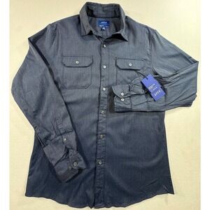 Apt‎ 9 Premier Flex Mens Medium Slim Indigo Blue LS Button Down Shirt NWT